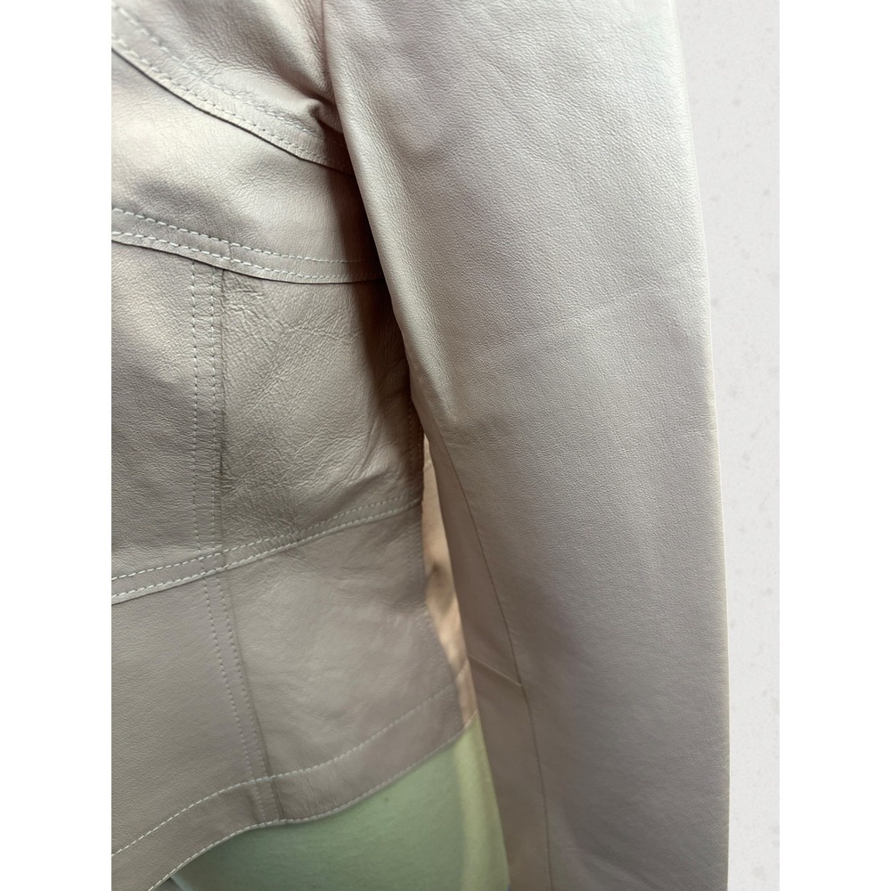 Spiegel Genuine Leather Jacket Pink Blush Puff Sleeve Y2K Cropped Women's Size 4 - Picture 6 of 16